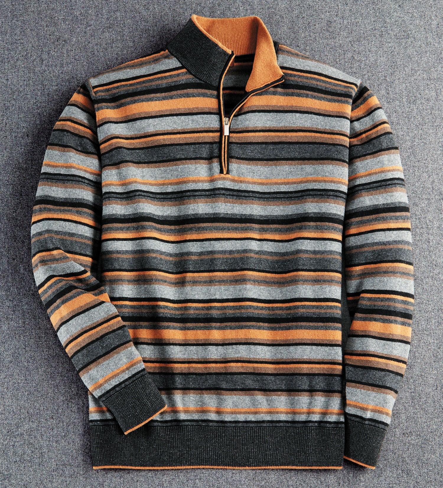 Patrick James Stripe Quarter Zip Sweater