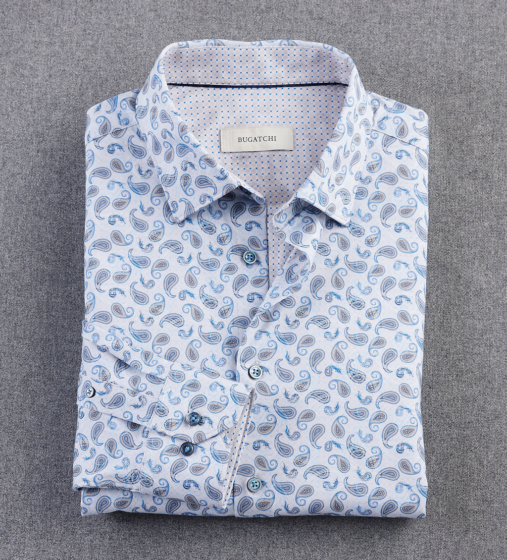 Jimmy Double Sided Paisley/Check OoohCotton Shirt Air BLUE / 3XL Jimmy Double Sided Paisley/Check OoohCotton Shirt Air BLUE / 3XL
