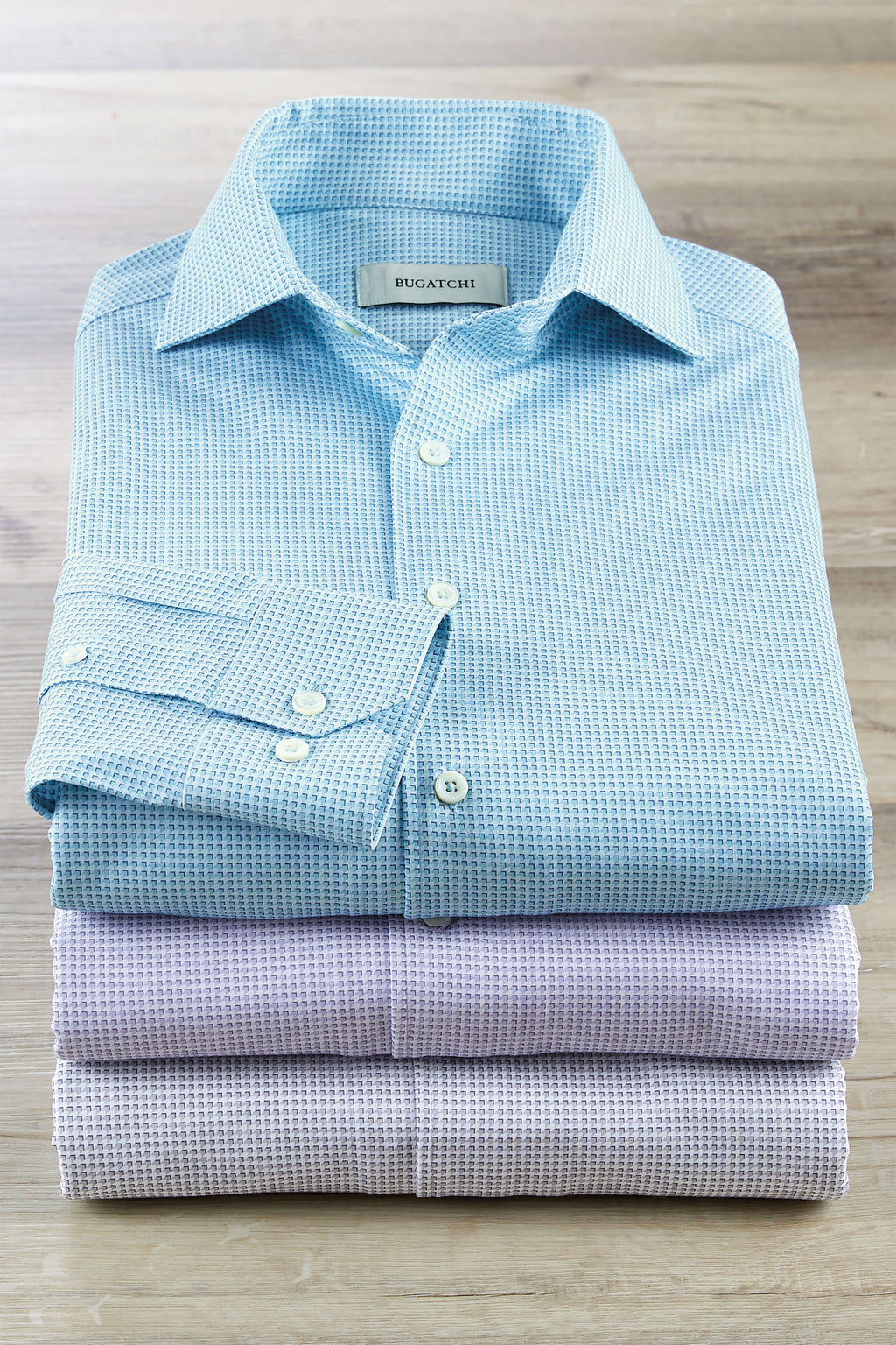 Men's Bugatchi Long Sleeve Dress Dobby Shirt, Hazy Blue, XL