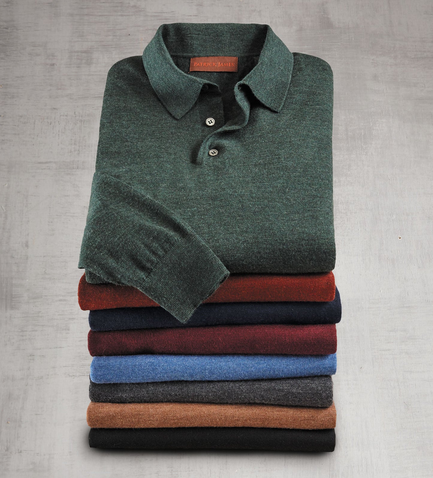 Patrick James Merino Wool Polo Sweater