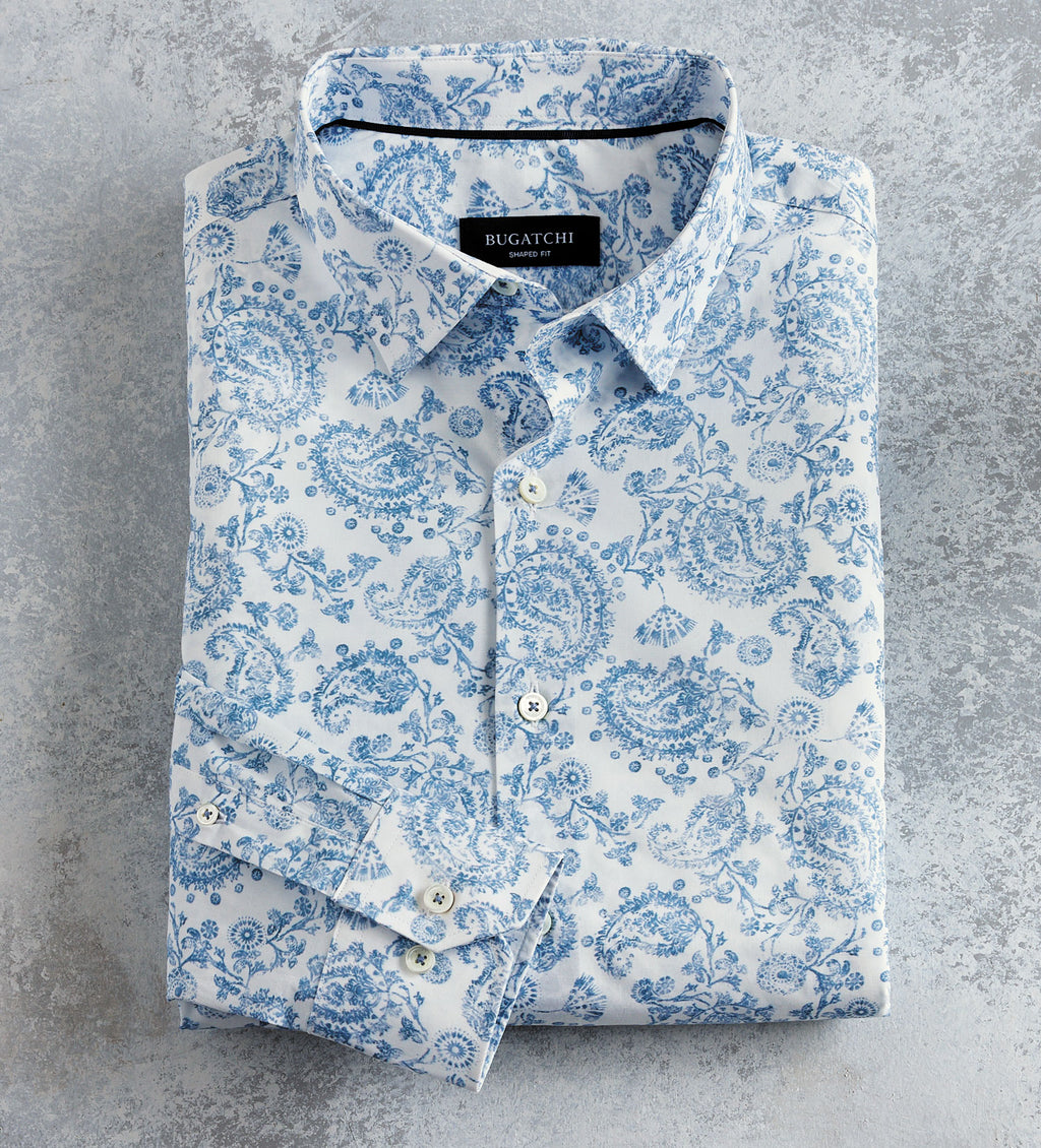 Bugatchi -OOOHCOTTON JAMES LS SHIRT - Platinum Floral