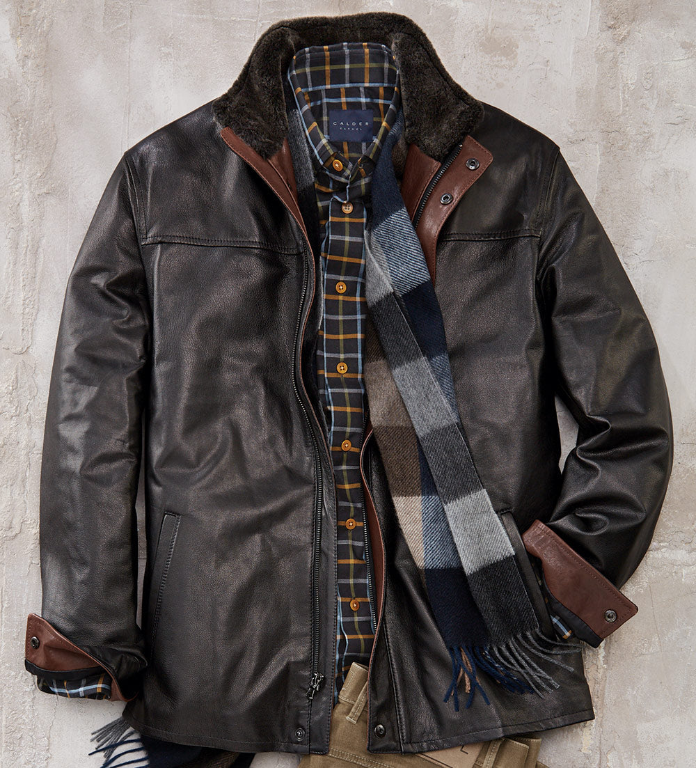 Remy Leather Three-Quarter Length Jacket