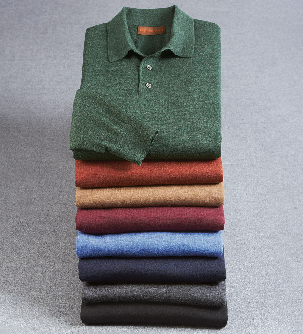 Patrick James Merino Wool Polo Sweater