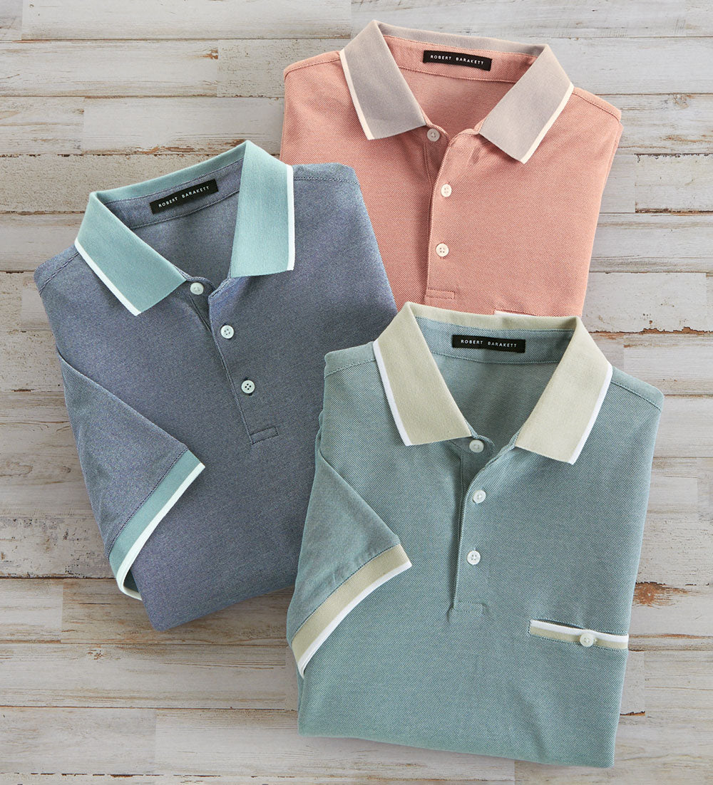 Signature Cotton Knit Short-Sleeve Button-Down Collar Polo - Bobby