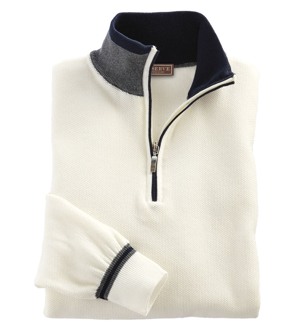 Reserve White Quarter-Zip Sweater