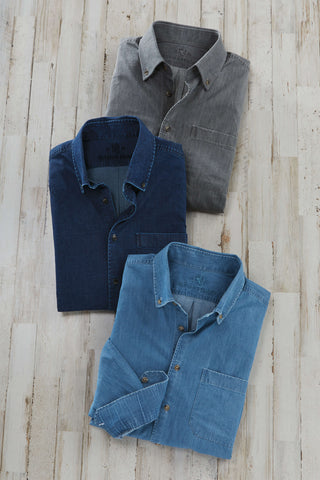 Patrick James Long Sleeve Button Down Chambray Shirt