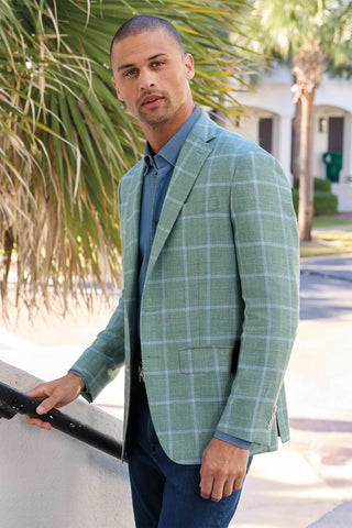 Patrick James 2 Button Windowpane Sport Coat