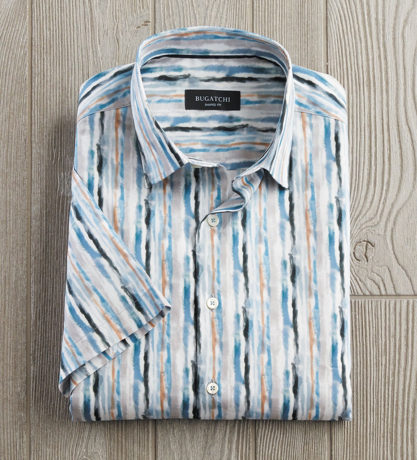 Bugatchi Watercolor Stripe Short Sleeve Shirt