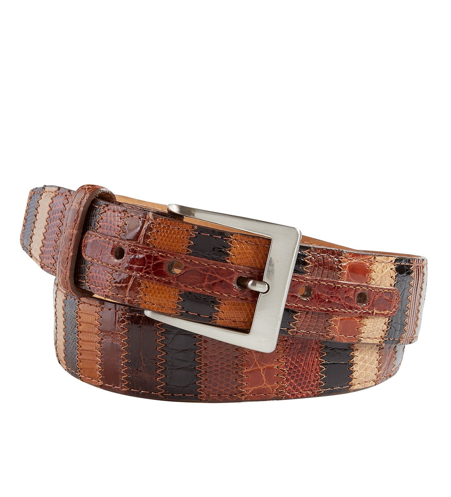 w.kleinberg Brown Multi Patchwork Belt