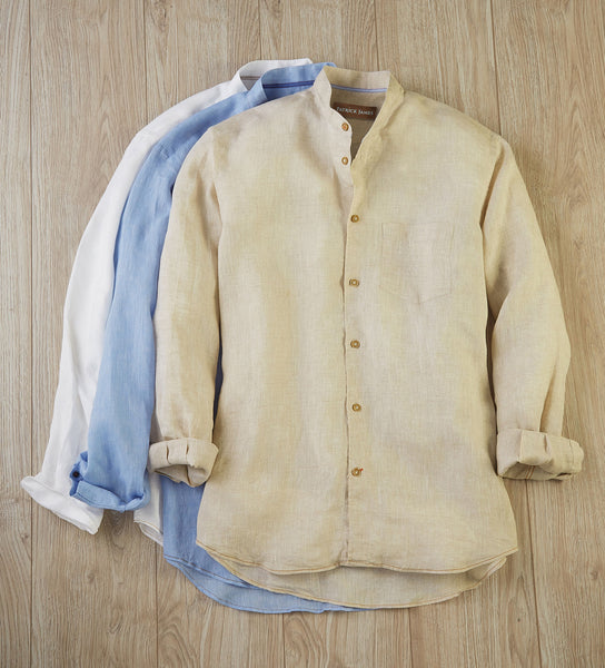 トップス lohen BAND COLLAR SLIT SHIRT Patrick James Banded Collar Shirt