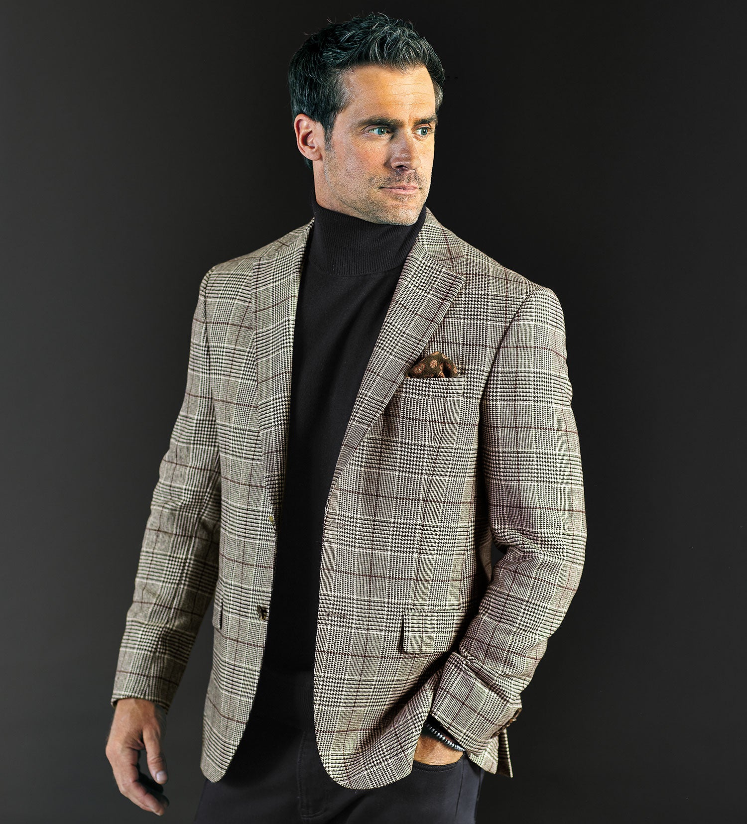 Plaid Blazer Dark Grey Sport Coat Outfit Reserve Glen Plaid Sport