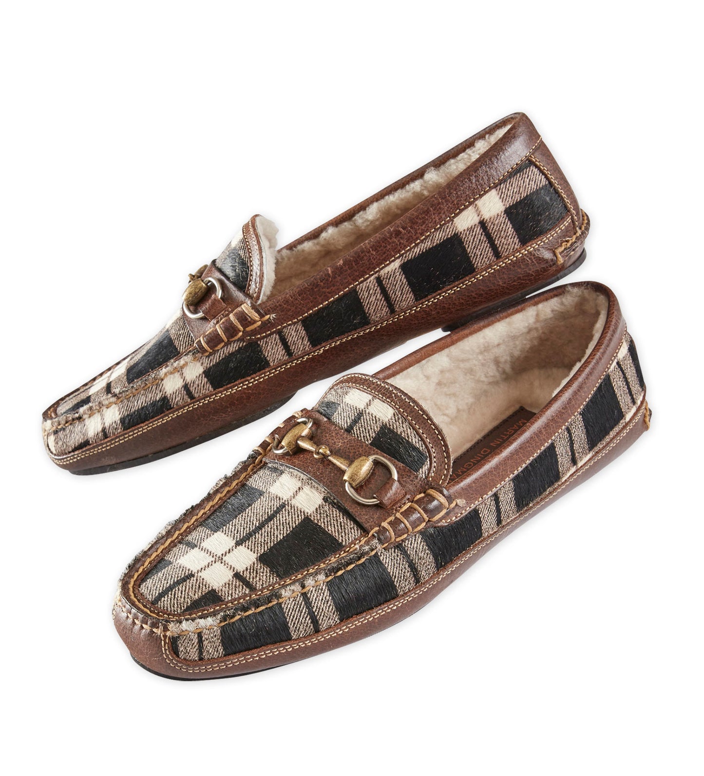 Martin Dingman Cozy Country Plaid Hair-On-Hide Slippers