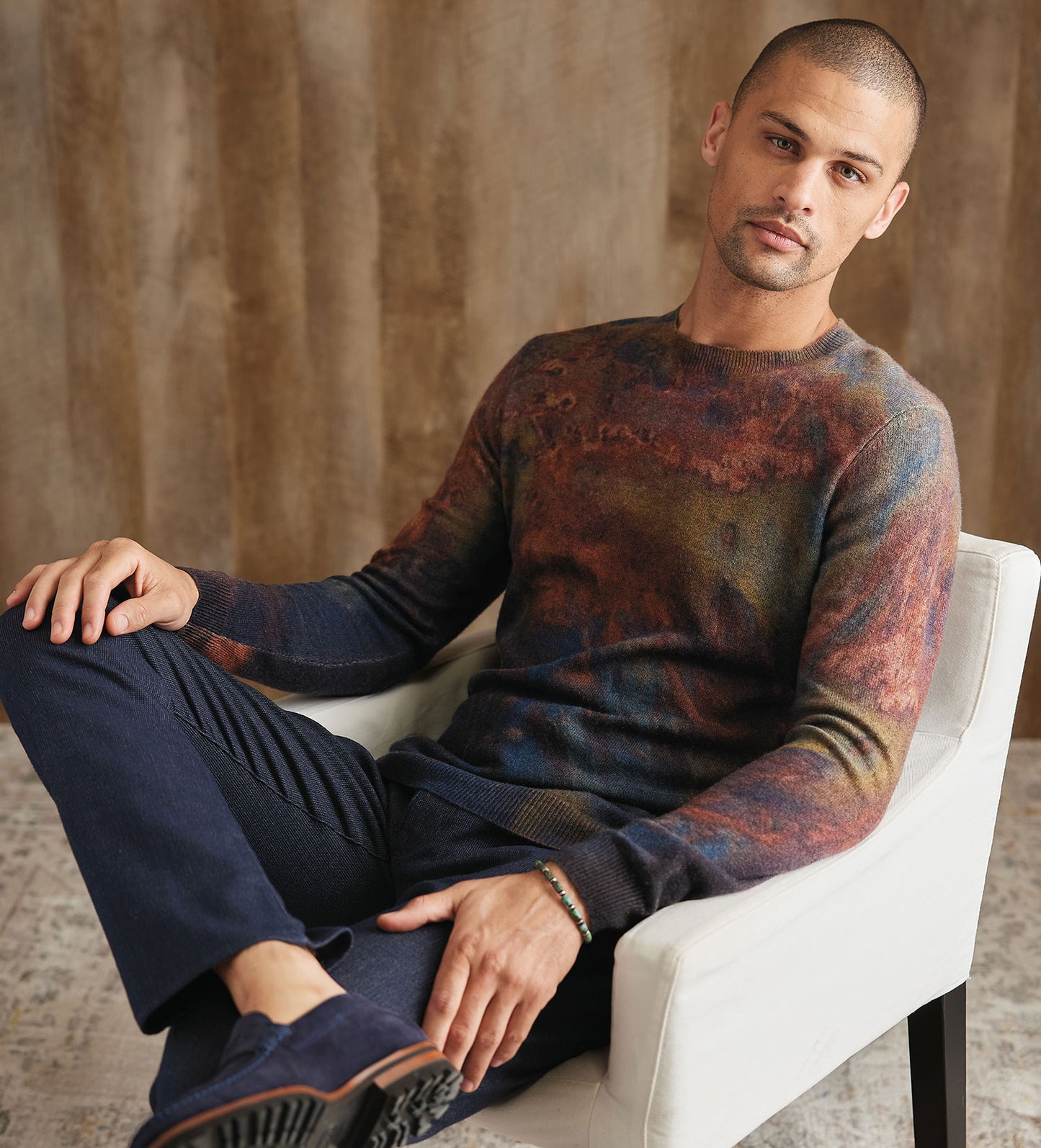 Patrick James Abstract Print Cashmere Sweater