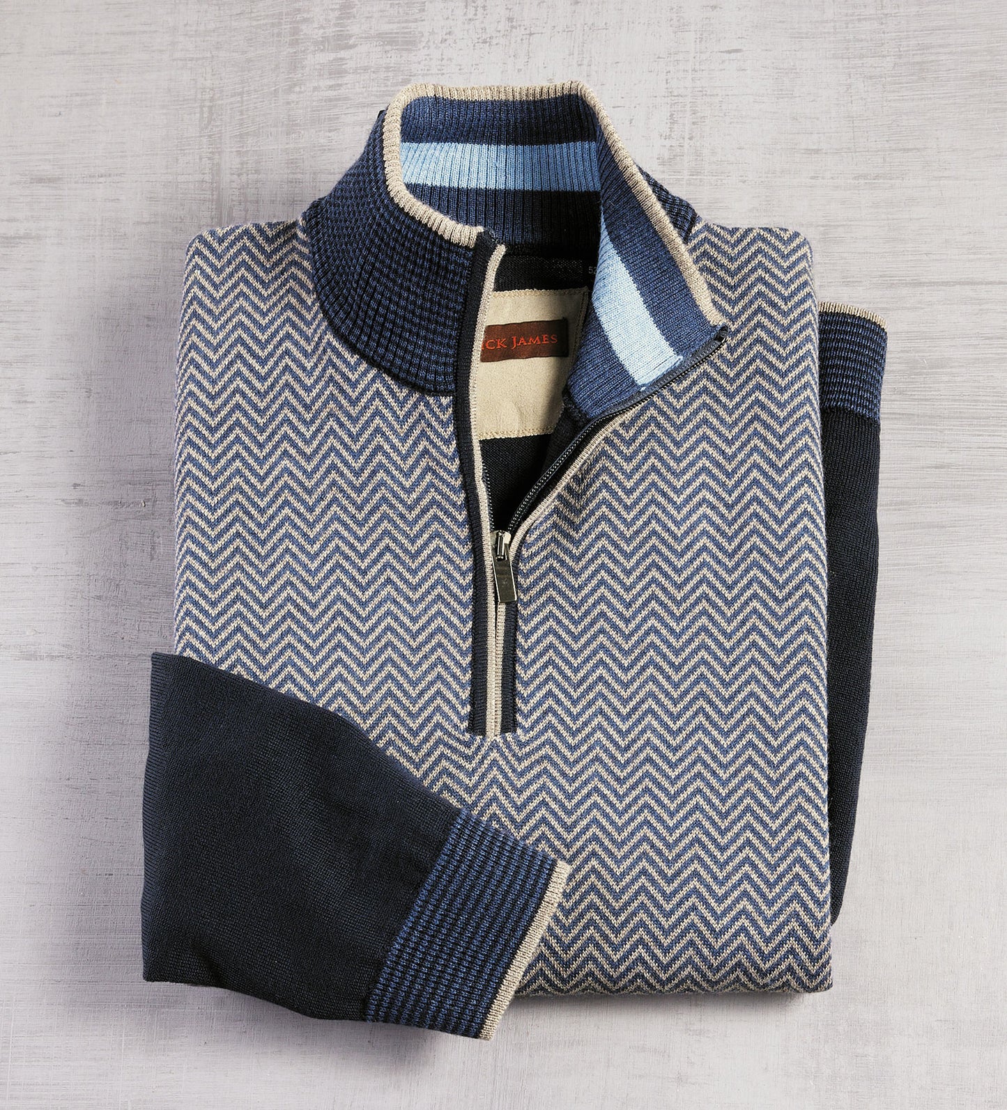 Patrick James Herringbone Quarter-Zip Sweater