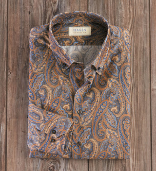 Hagen Paisley Cord Long Sleeve Shirt