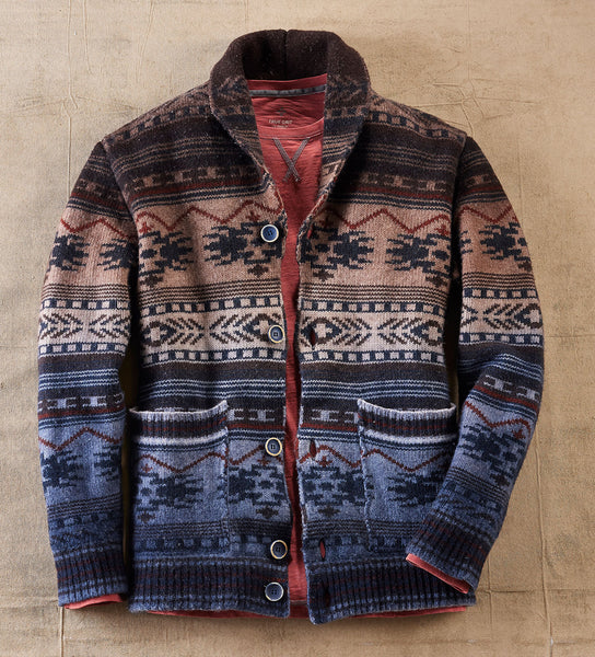 カーディガン Ameri VINTAGE RUG PATTERN KNIT JACKE Ameri（アメリ）の「RUG PATTERN KNIT JACKET（ノーカラージャケット