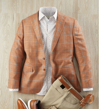 Patrick James Windowpane Sport Coat - Orange - Patrick James