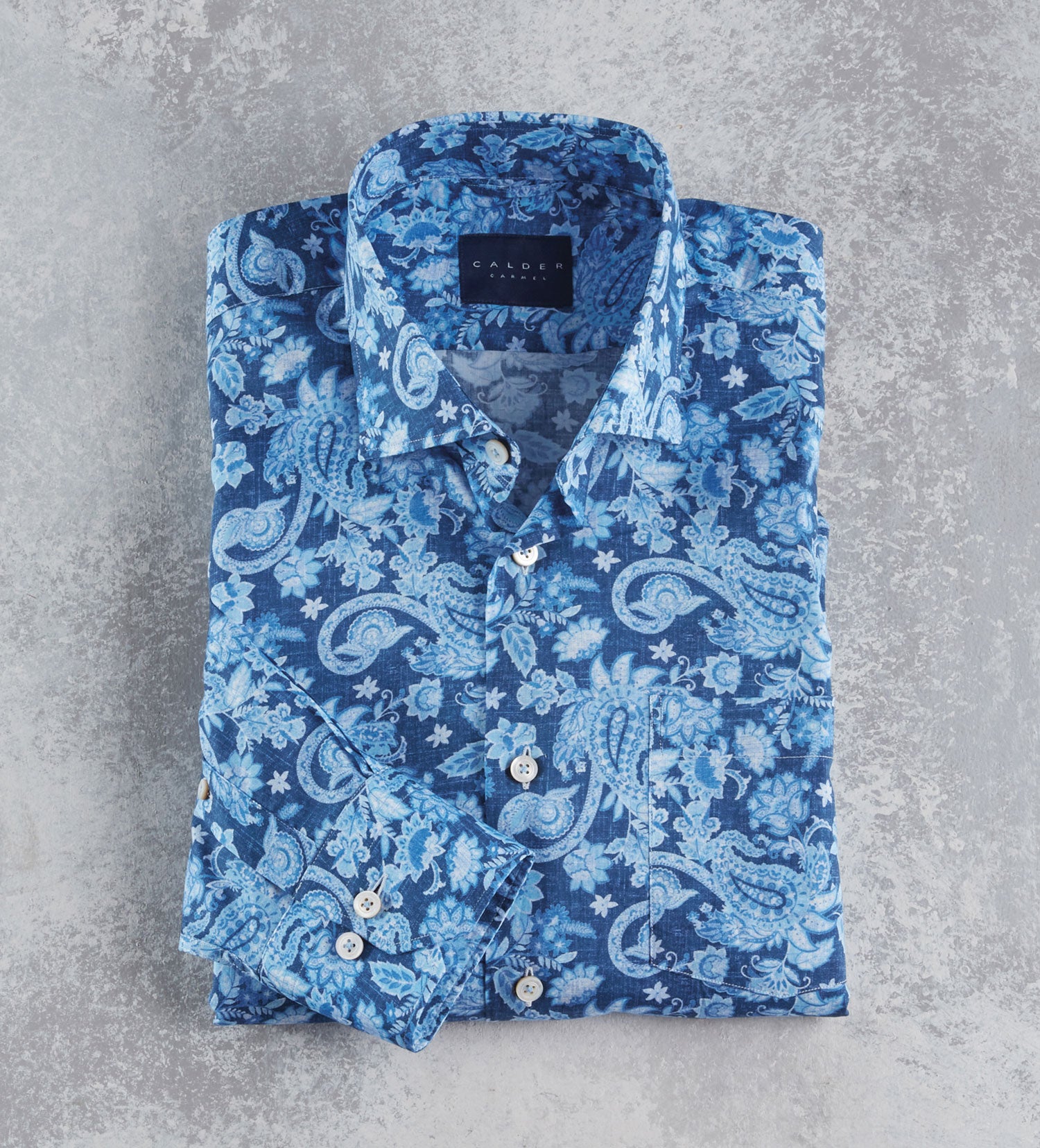 Men's Calder Carmel Blue Paisley Shirt, Blue, XXL Men's Calder Carmel Blue Paisley Shirt, Blue, XXL