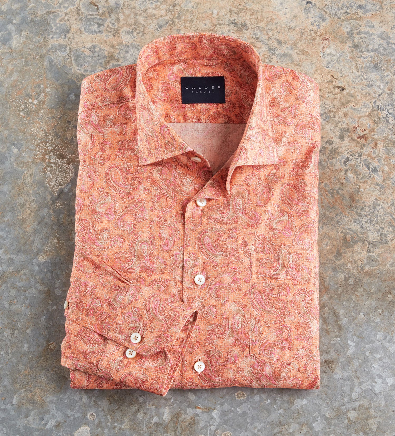 Men's Calder Carmel Coral Paisley Shirt, Coral, XL