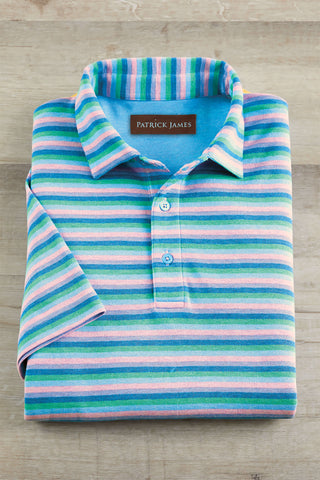 Patrick James Short Sleeve Shelby Stripe Heather Pique Shirt