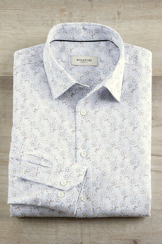 Bugatchi Long Sleeve Spread Collar Floral Shirt