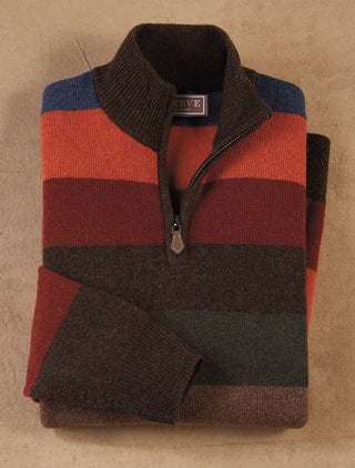 Reserve Lyndhurst Lambswool Stripe Mock 1/4 Zip
