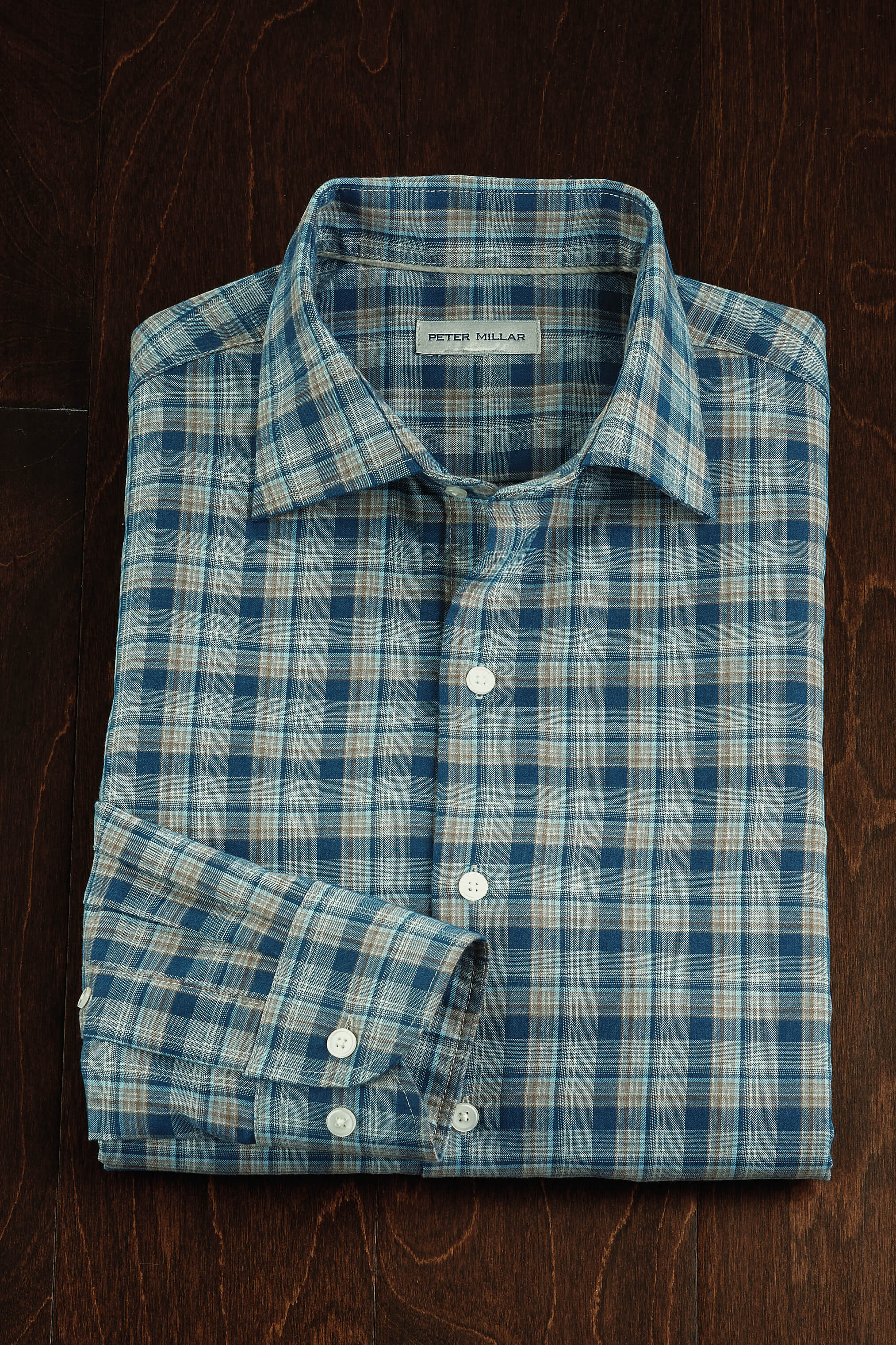 Peter Millar Long Sleeve Whitecap Flannel Performance Shirt Peter Millar Long Sleeve Whitecap Flannel Performance Shirt