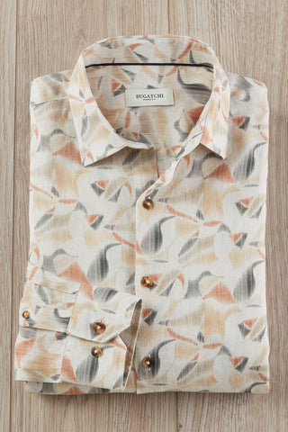 Bugatchi Long Sleeve Abstract Linen Shirt