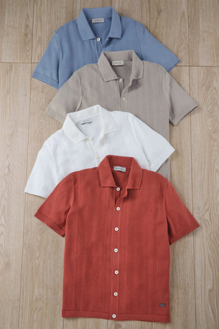 Bugatchi Short Sleeve Textured Button Front Shirt