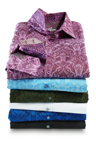Men's Robert Graham Highland Long Sleeve Jacquard Shirt, Coral, XXL Men's Robert Graham Highland Long Sleeve Jacquard Shirt, Coral, XXL