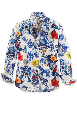 Robert Graham Long Sleeve Piccadilly Animal Floral Embroidered Shirt