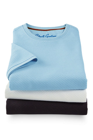 Robert Graham Short Sleeve Dawley Solid Textured Crew Shirt