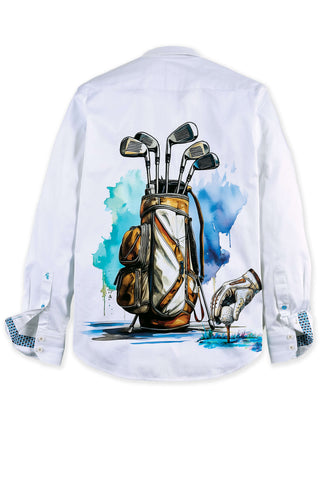 Robert Graham Long Sleeve Genesis Golf Motif Embroidered Shirt