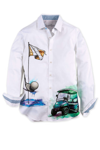 Robert Graham Long Sleeve Genesis Golf Motif Embroidered Shirt