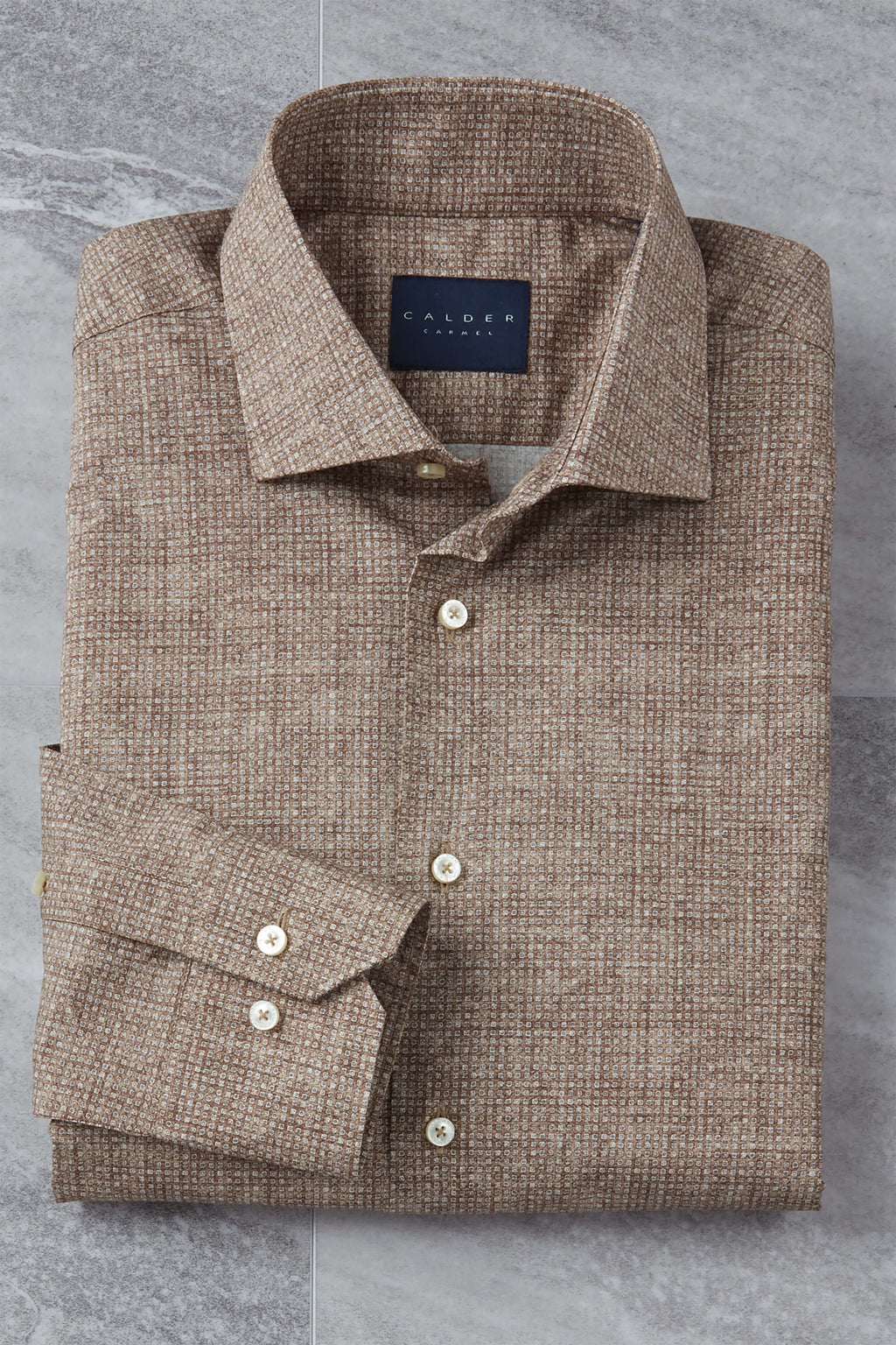 Calder Long Sleeve Spread Collar Micro Geo Print Shirt – Patrick James
