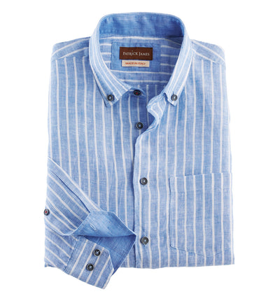Patrick James Long Sleeve Linen Stripe Shirt