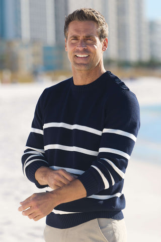 Reserve Long Sleeve Nautical Stripe Crew Sweater
