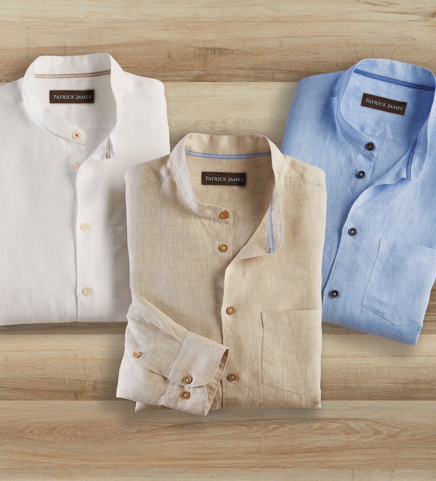 Men's Patrick James Banded Collar Shirt, White, XXL Men's Patrick James Banded Collar Shirt, White, XXL