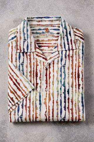 Patrick James Short Sleeve Stripe Camp Shirt