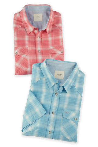 True Grit Short Sleeve Big Sky 2 Pocket Western Plaid Shirt