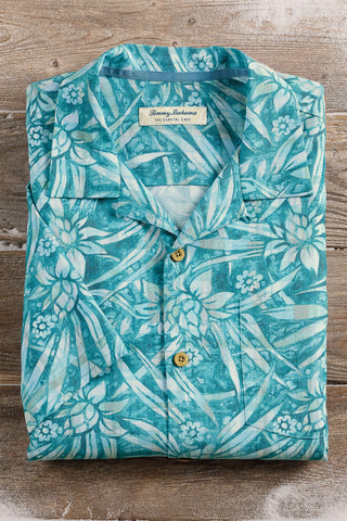 Tommy Bahama Short Sleeve Coastal Ease Aqua Floral Shirt