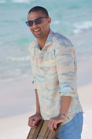 Tommy Bahama Long Sleeve Spread Collar Coral Cove Linen Shirt