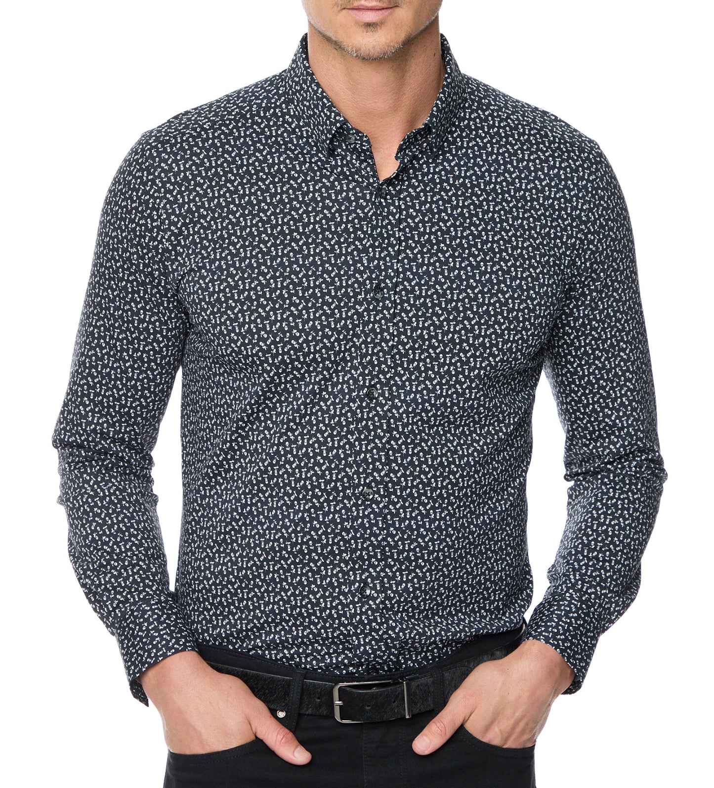 Robert Graham Crossbones Long Sleeve Knit Sport Shirt