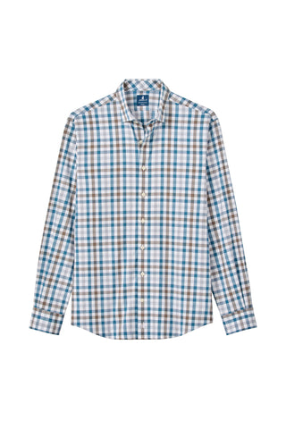 JOHNNIE-O CAY EXPLODED GINGHAM LONG SLEEVE SHIRT