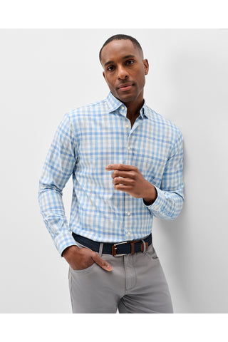 JOHNNIE-O CAY EXPLODED GINGHAM LONG SLEEVE SHIRT