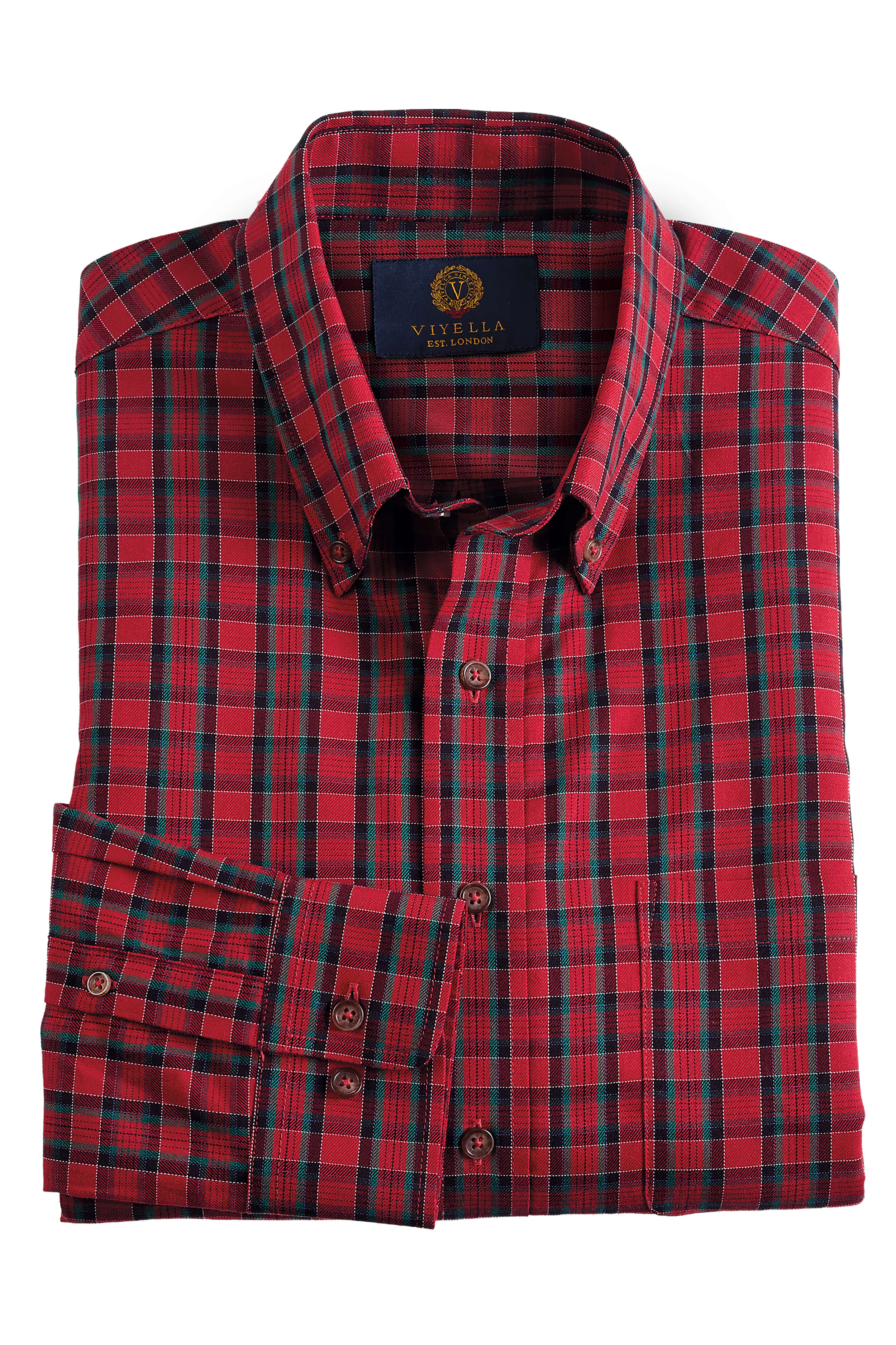 Men's Patrick James Long Sleeve Button Down Holiday Check Shirt, Red, XXL Men's Patrick James Long Sleeve Button Down Holiday Check Shirt, Red, XXL