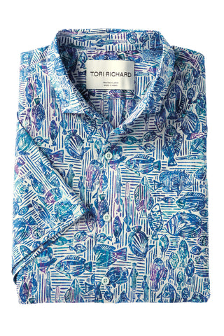 Tori Richard Bountiful Fish Lawn Shirt