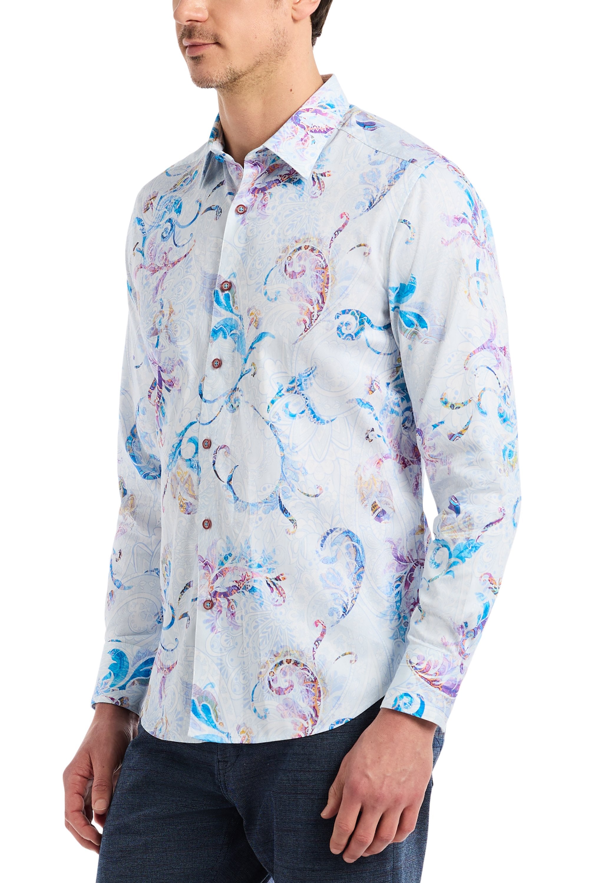 robert graham men's dress shirts Robert Graham Lion's Shadow Embroidered Long Sleeve Woven Men Shirt