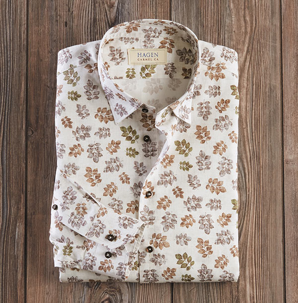 Hagen Leaf Print Long Sleeve Shirt