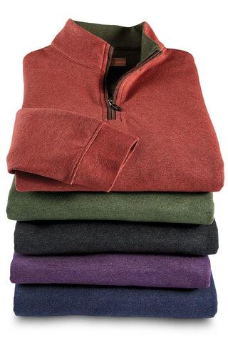 Patrick James Long Sleeve Brewster Suede Trim 1/4 Zip